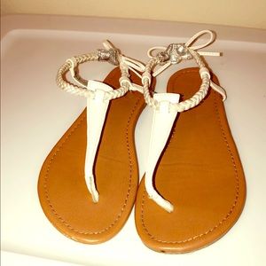 White Bowtie Strap Sandals